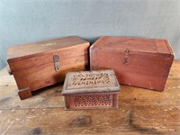 Vtg Wooden Boxes Jewelry Trinket Microscope