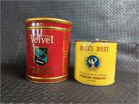 Vintage Dill's Best & Velvet Tobacco Cans