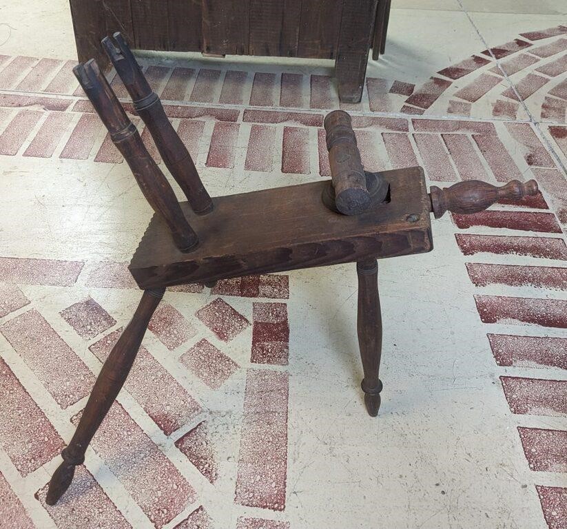 Antique Wood Spinning Wheel Base