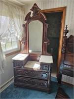 Antique Victorian Marble Top Dresser w/Mirror