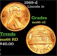 1969-d Lincoln Cent 1c Grades GEM+ Unc RD