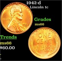1942-d Lincoln Cent 1c Grades GEM+ Unc