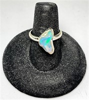 Sterling Large Raw Fire Opal Ring 3 Gr Size 7