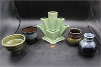 5 Pcs. Japanese Celadon Vase & Studio Art Pottery