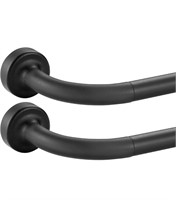 2 Pack Matte Black Disc Curtain Rods, 48-84 Inches