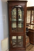 Ethan Allen Lighted Glass Corner Cabinet