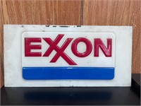 Vtg EXXON Gas Station Sign Americana Embossed