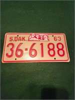 Vtg South Dakota 1963 Plate