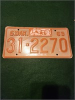 Vtg. South Dakota 1969 License Plate