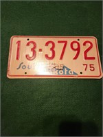 Vtg South Dakota 1975 Plate