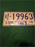 Vtg South Dakota 1970 Plate