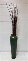 Tall Metal Vase w/ Twigs Decor