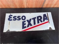 Original ESSO EXTRA gas pump ad glass
