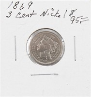1869 3 Cent Nickel Coin