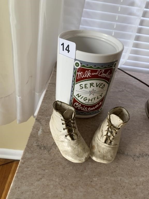 DECORATIVE BABY SHOES AND KITCHEN UTENSIL HOLDER