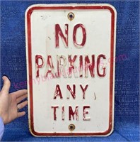 Heavy old metal "No Parking Any Time" sign (12x18)