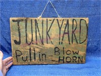 Old "Junk Yard" painted wood sign (11x18)