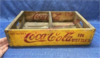 Yellow Coca-Cola wood crate (divided)