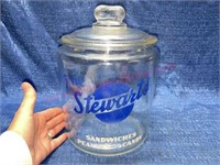 Vtg Stewart's Sandwiches Peanuts Candy glass jar