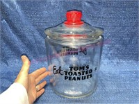 Vtg Tom's Toasted Peanuts glass jar