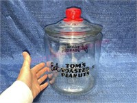 Vtg Tom's Toasted Peanuts glass jar