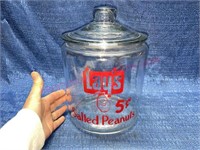 Vtg Lay's Salted Peanuts glass jar