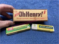 Old "Oh Henry!" candy box -Clark & Estee gum packs