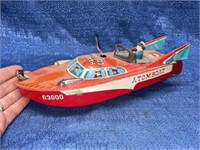 1950s Sato Toy Japanese Tin Atom Boat (windup)