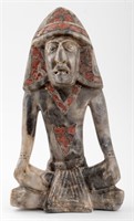 Figural Stone Sculpture of Seated Man