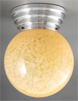 French Art Deco Aluminum Glass Globe Ceiling Light
