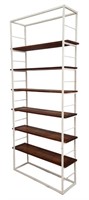 Mid-Century Industrialist Metal & Wood Etagere