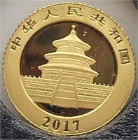 2017 American Mint 10 Yuan Gold Panda Coin 1gram