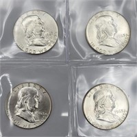 (4) 1963 Franklin 90% Silver Half Dollars