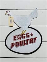 Double Sided Metal Eggs & Poultry Sign