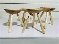 Lot of - 4 Bleached Milking Stools