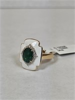 14K Yellow Gold Lady's Diamonds & Emerald Ring