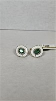 14K Yellow Gold Diamond & Emerald Pair of Earrings