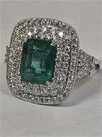 Platinum Emerald & Diamond Ring