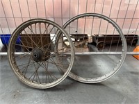 2 x Vintage Motorcycle Spoked Wheels