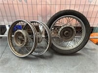 3 x Vintage Motorcycle Spoked Wheels
