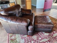 Leather chair and footstool.  Look at the photos