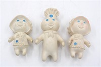 A Threesome Of Pillsbury Dough Boy Rubber Toys