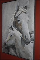 Large horse print mare and foal.  Look