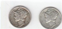 2 90% Silver US Mercury Dimes