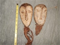 Antique Pair of Lega Passport Masks with beards