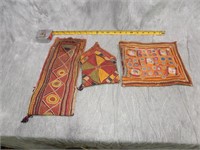 3 Antique Banjara / Shisha Textile Pouches