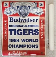 Lot of 2 Budweiser Beer 1984 Detroit Tigers Poster