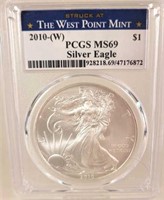 2010 W Silver Eagle PCGS MS69 $1 Coin