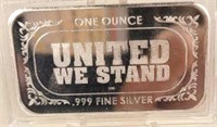 United We Stand 1 oz. Silver Bar .999 Fine Silver