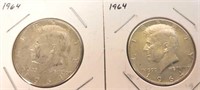 2 - 1964 Kennedy Silver Half Dollar